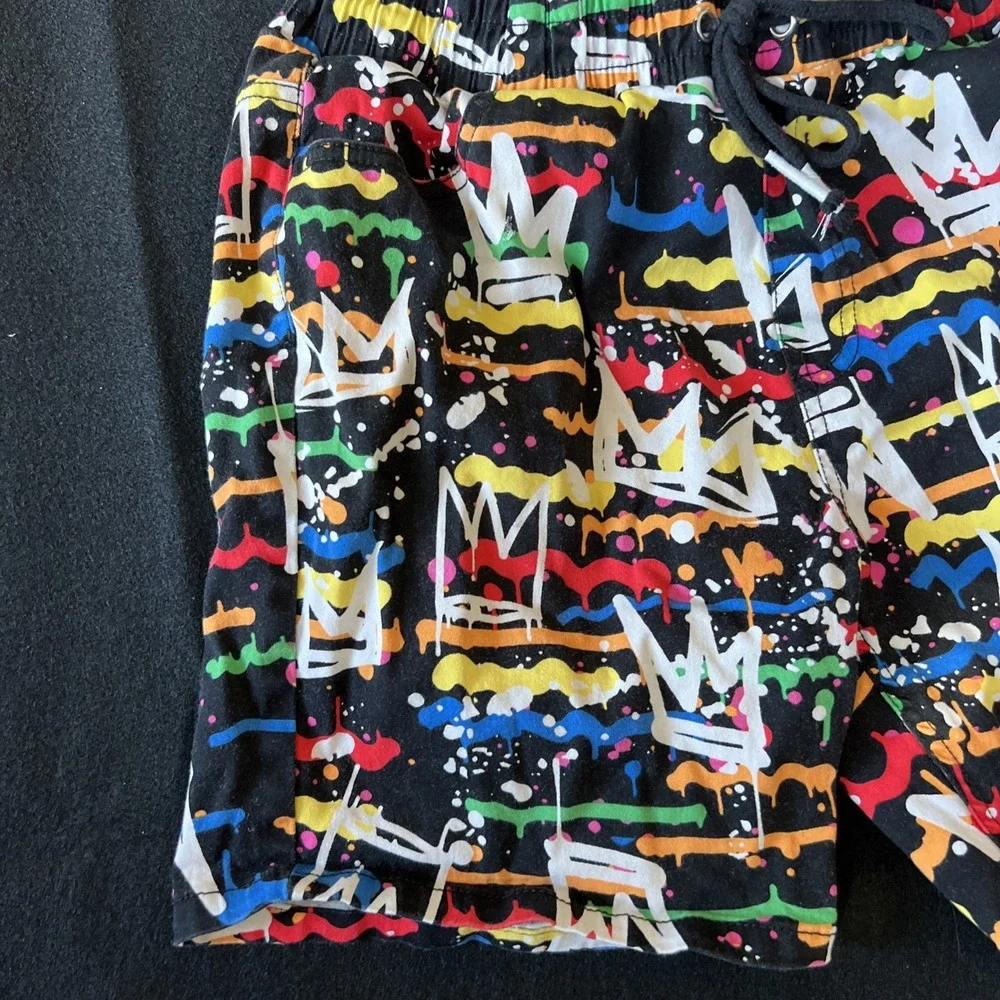 Fresh Prince of Bel-Air Shorts Mens L Stretch Twill Grafitti‎ 90s All Over Print